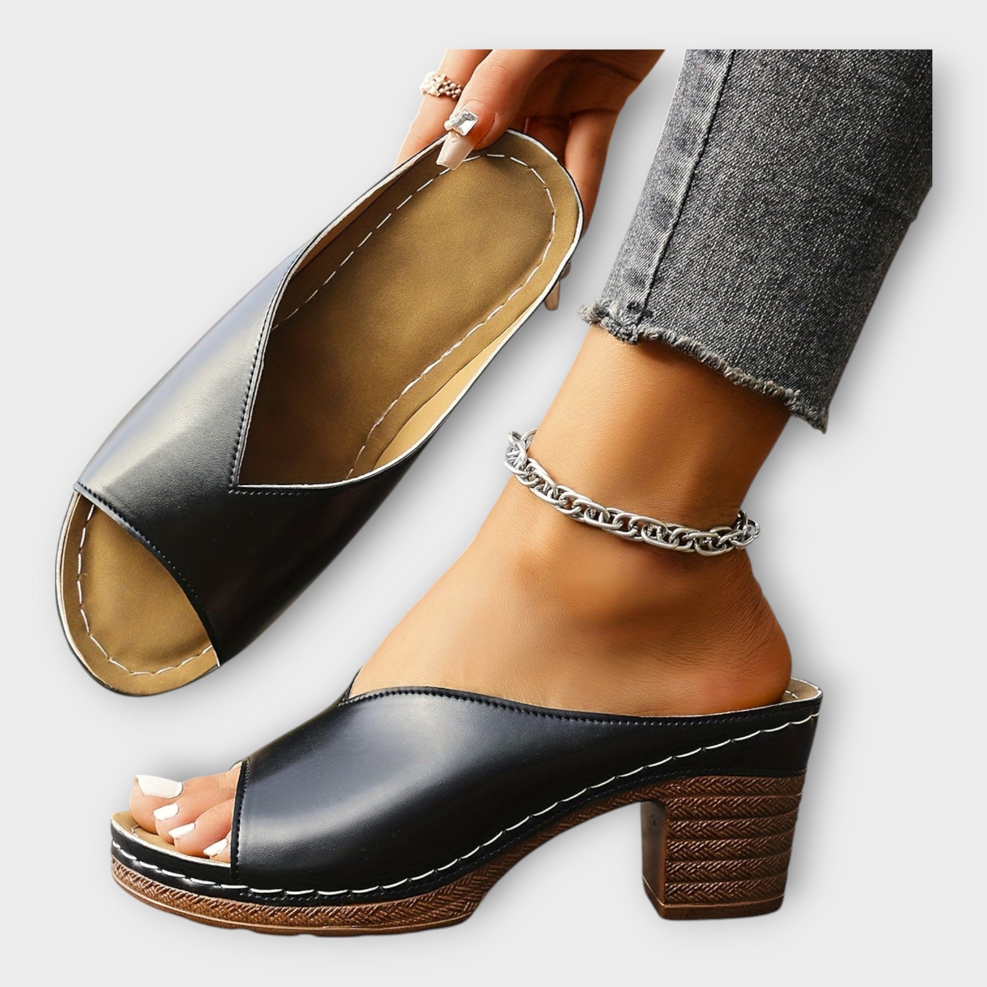 Sandales à Talons Épais avec Talon Ouvert