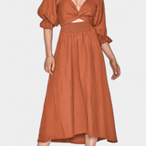 Robe Petra à Deux Niveaux avec Corsage Froncé et Manches Bouffantes