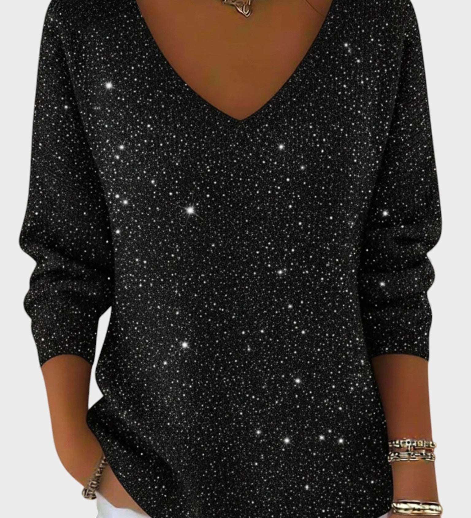 Inés™ | Pull Festif avec Col en V