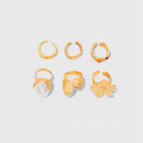 Bague Ouverte en Forme de Fleur en Perle Liquide