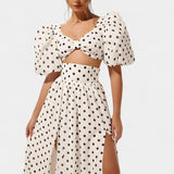 Ensemble Jupe à Manches Bouffantes à Pois Sherine