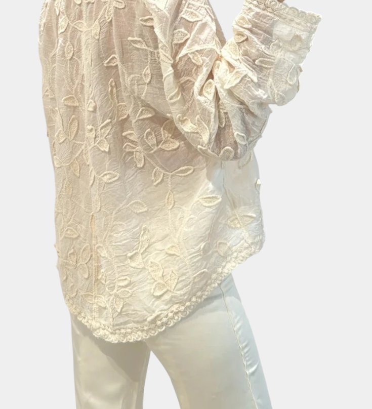 Chemise Prairie en Dentelle Brodée