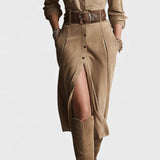 Adela™ | Robe Midi en Suède Marron