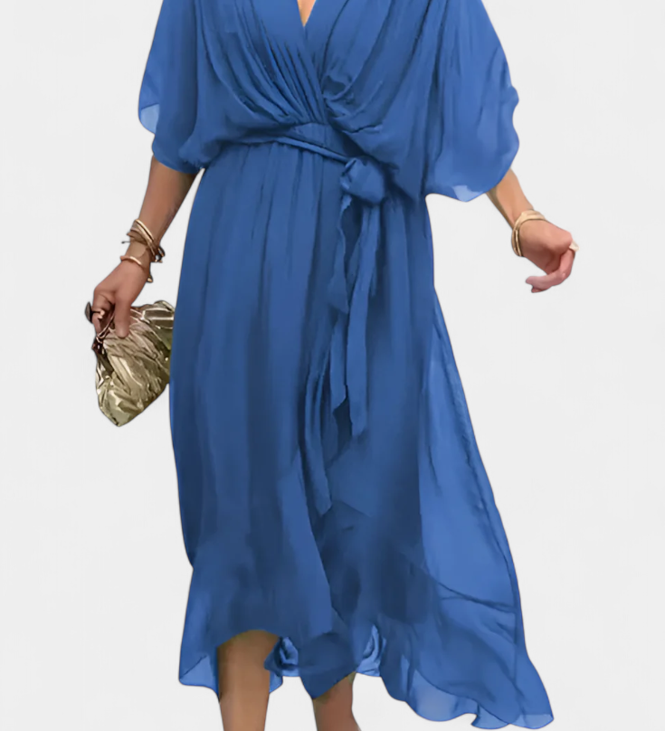 Robe Longue Luisa avec Décolleté en V et Coupe Flottante