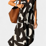 Robe décontractée Asela avec décolleté en V et imprimé mixte