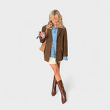 Salomé™ | Trench-coat oversized en aspect daim luxueux