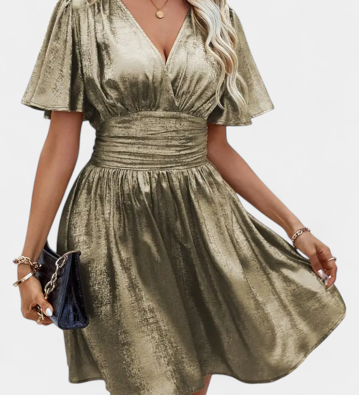 Robe Adalee pour Femmes avec Décolleté en V et Taille Croisée