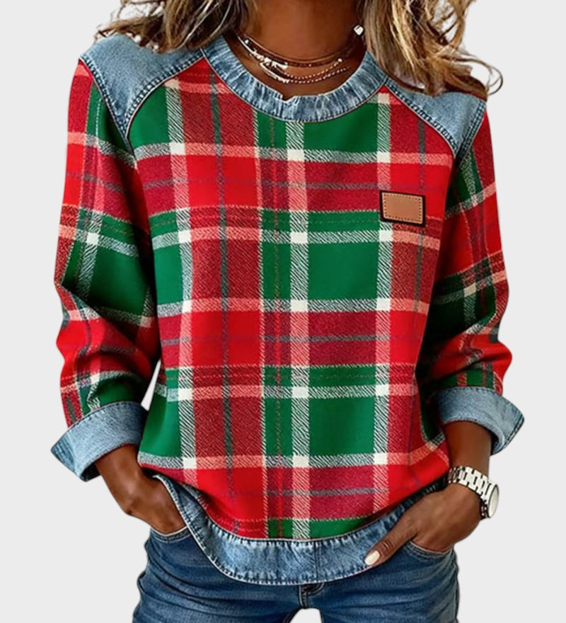 Marta™ | Sweatshirt avec Patches à Carreaux