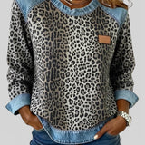 Marta™ | Sweat à capuche en denim avec imprimé léopard