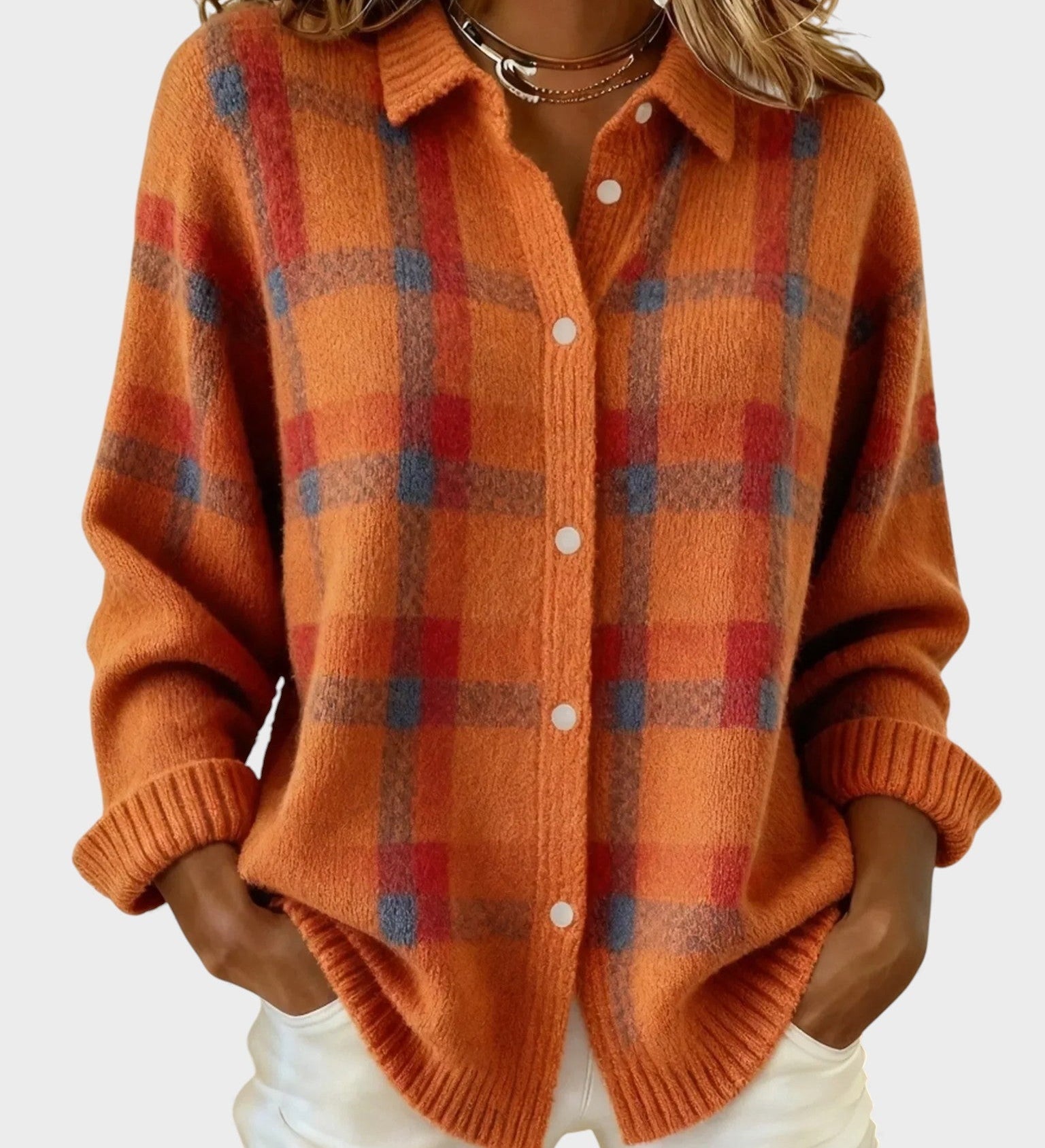 Alba™ | Pull à carreaux rétro contrasté
