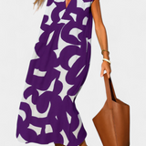 Robe décontractée Asela avec décolleté en V et imprimé mixte