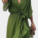 Robe Longue Luisa avec Décolleté en V et Coupe Flottante