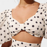 Ensemble Jupe à Manches Bouffantes à Pois Sherine