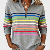 Raquel™ | Sweat à capuche à rayures avec zip demi-long