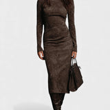 Renata™ | Robe en Cuir à Manches Longues et Coupe Ajustée