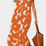 Robe décontractée Asela avec décolleté en V et imprimé mixte