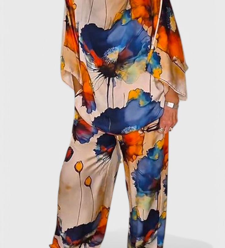 Ensemble Floral Karoline en Deux Pièces avec Coupe Décontractée