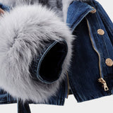 Alessia™ | Veste en Jean pour Femmes avec Col en Fourrure