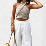 Top Lena avec dos croisé et nœud en style halter