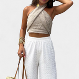 Top Lena avec dos croisé et nœud en style halter