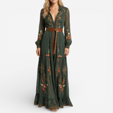 Lucía™ | Robe Maxi à Manches Longues avec Ceinture