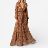 Lucía™ | Robe Maxi à Manches Longues avec Ceinture