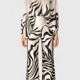 Ensemble imprimé Sybella à deux pièces avec pantalons à jambes larges