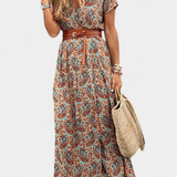 Robe d'été boho Anfisa avec ceinture et décolleté en V