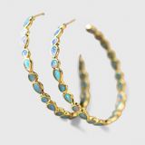 Boucles d'oreilles en opale bleue vintage en or