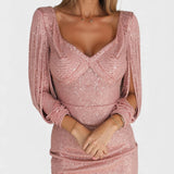 Noelia™ | Robe Élégante avec Décolleté Profond et Manches Longues