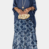 Robe Maxi Caroline à Manches Papillon avec Imprimé