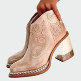 Irene | Bottes en Cuir Brodées avec Broderie Distinctive