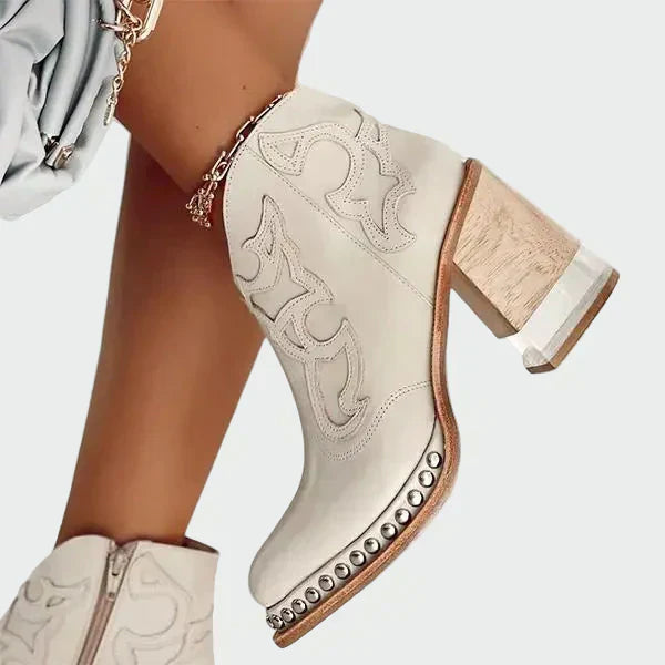 Irene | Bottes en Cuir Brodées avec Broderie Distinctive
