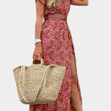 Robe d'été boho Anfisa avec ceinture et décolleté en V