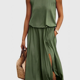 Robe Dianne sans manches avec fente sur le côté et coupe ample