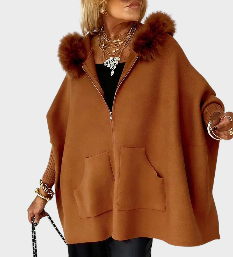Miranda™ | Manteau décontracté avec capuche et col en fourrure