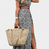 Robe d'été boho Anfisa avec ceinture et décolleté en V
