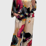 Ensemble Floral Karoline en Deux Pièces avec Coupe Décontractée