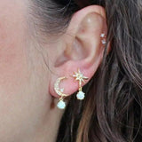Boucles d'oreilles Lune et Étoile en Or