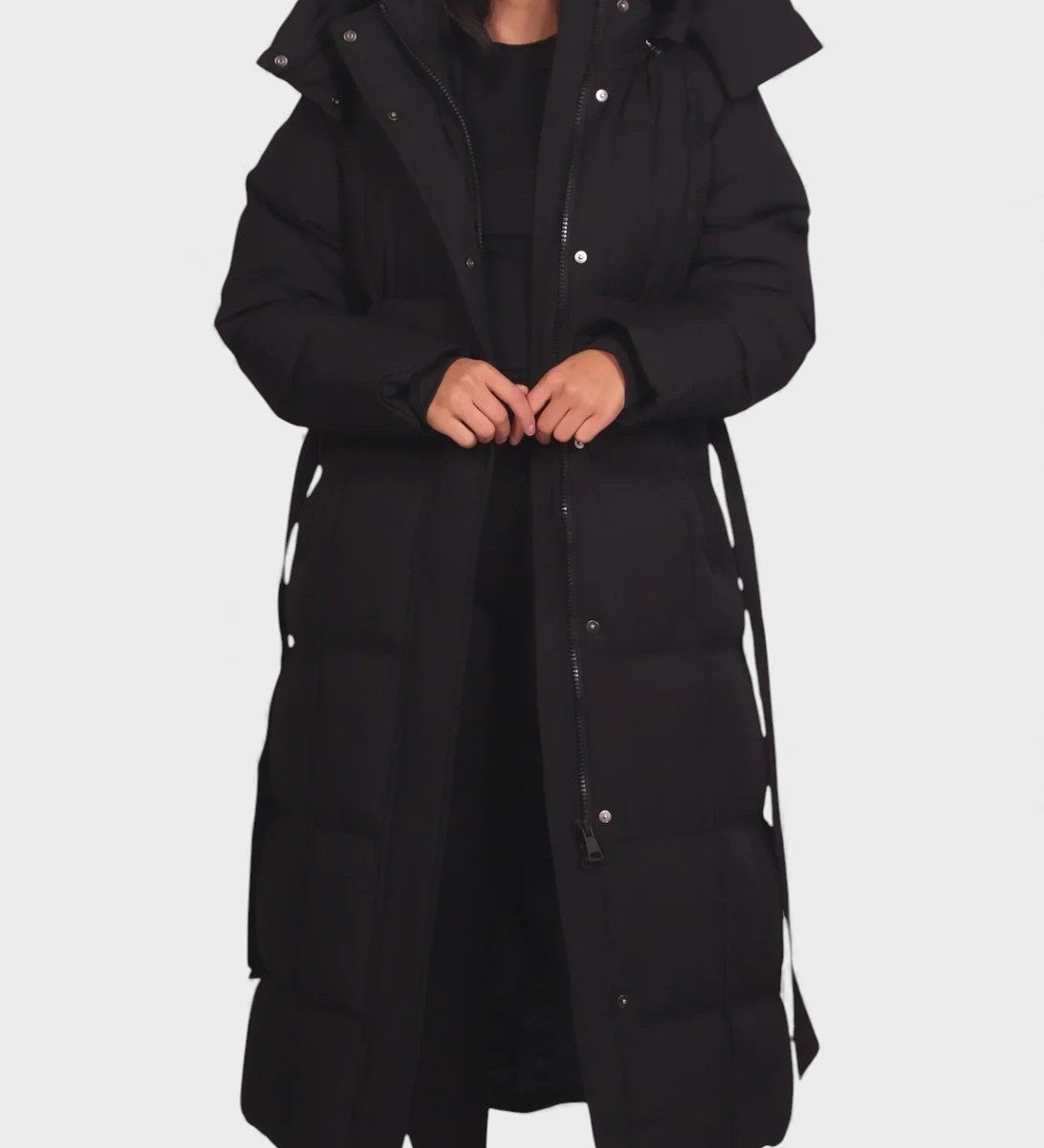 Sofía™ | Manteau Long Matelassé avec Ceinture