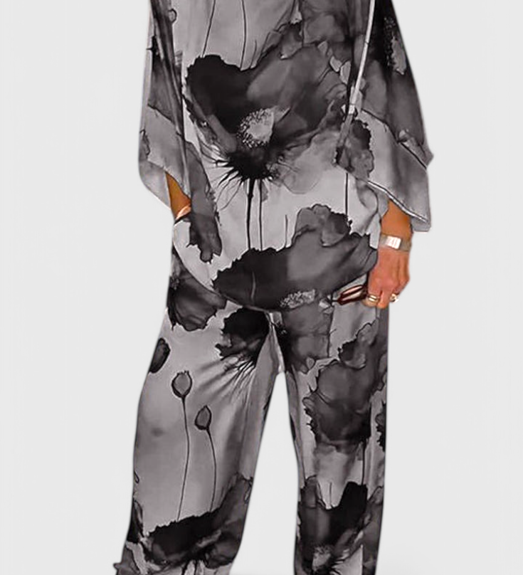 Ensemble Floral Karoline en Deux Pièces avec Coupe Décontractée