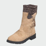 Victoria | Bottines en Suède Bleue avec Détail Tricoté