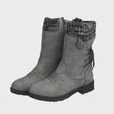 Victoria | Bottines en Suède Bleue avec Détail Tricoté