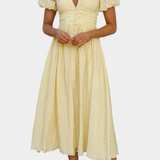 Robe Maxi Mélia avec Décolleté en V et Manches Bouffantes