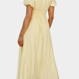 Robe Maxi Mélia avec Décolleté en V et Manches Bouffantes