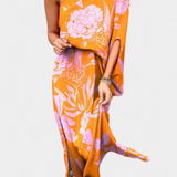 Robe Carlena à Épaule Dénudée avec Imprimé Romantique