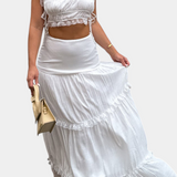 Ensemble Ilys Romantique avec Top en Dentelle et Jupe Maxi Flottante