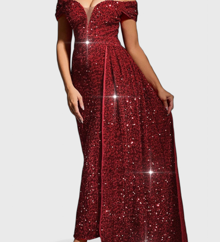 Robe à Paillettes Esme avec Manches Exposées