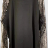 Blouse Florale Élégante avec Manches en Tulle et Accents en Strass