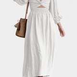 Robe Petra à Deux Niveaux avec Corsage Froncé et Manches Bouffantes